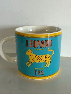 Leopard Brand Tea Ceramic Mug - Turquoise & Yellow from Rex London